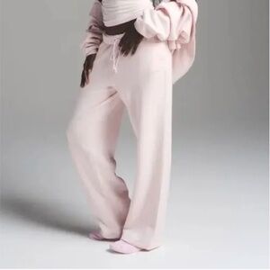 SKIMS COTTON FLEECE STRAIGHT LEG PANT  - BARELY PINK